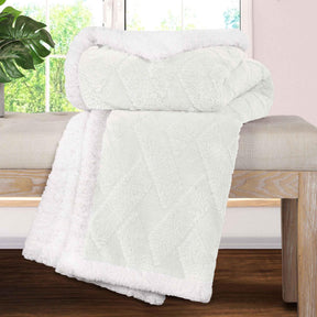 Nuuk Jacquard Lattice Fleece Plush Fluffy Sherpa Reversible Blanket - Blanket by Superior