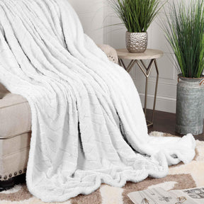 Nuuk Jacquard Lattice Fleece Plush Fluffy Sherpa Reversible Blanket - Blanket by Superior