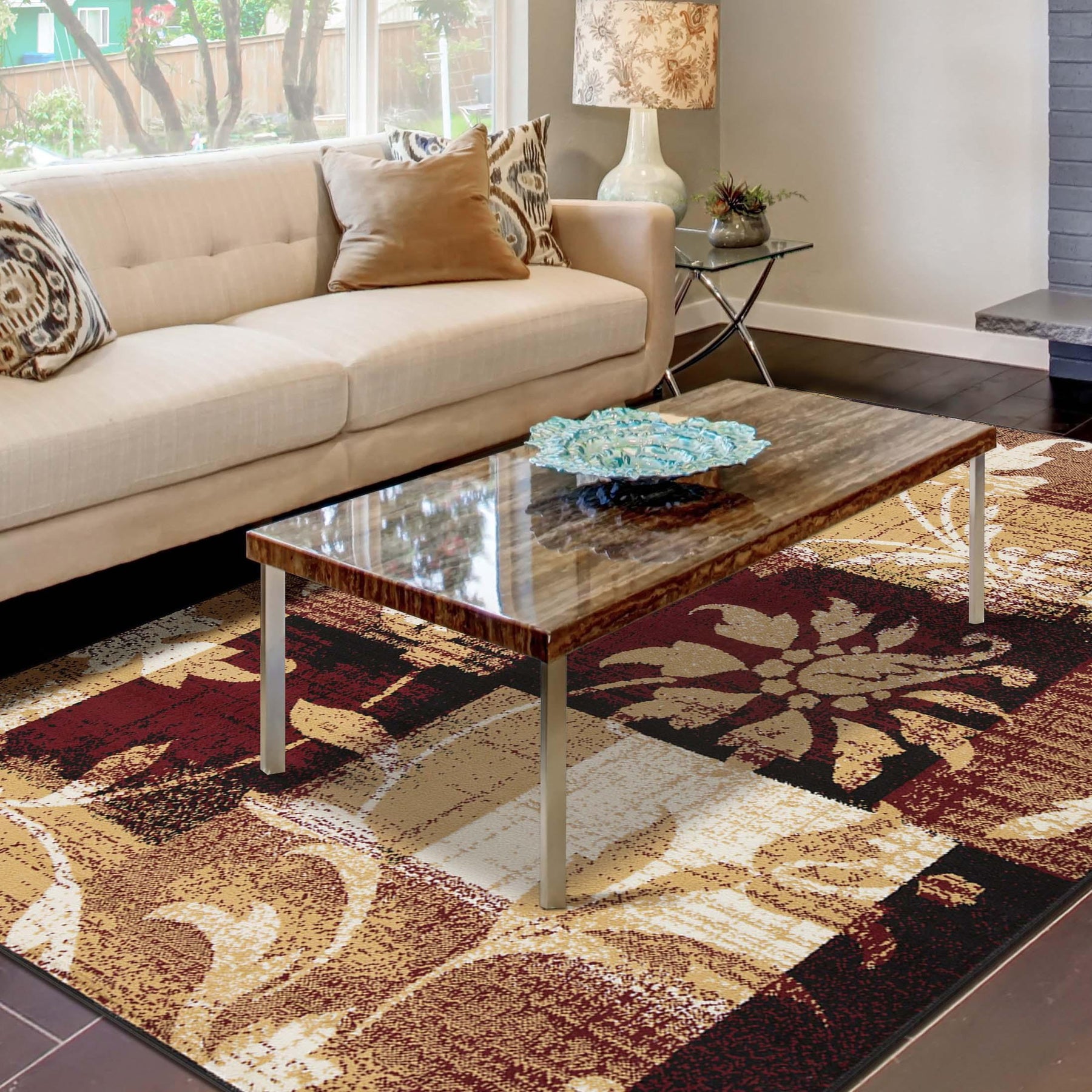 Pastiche Contemporary Floral Patchwork Indoor Area Rug or Runner - Rugs by Superior