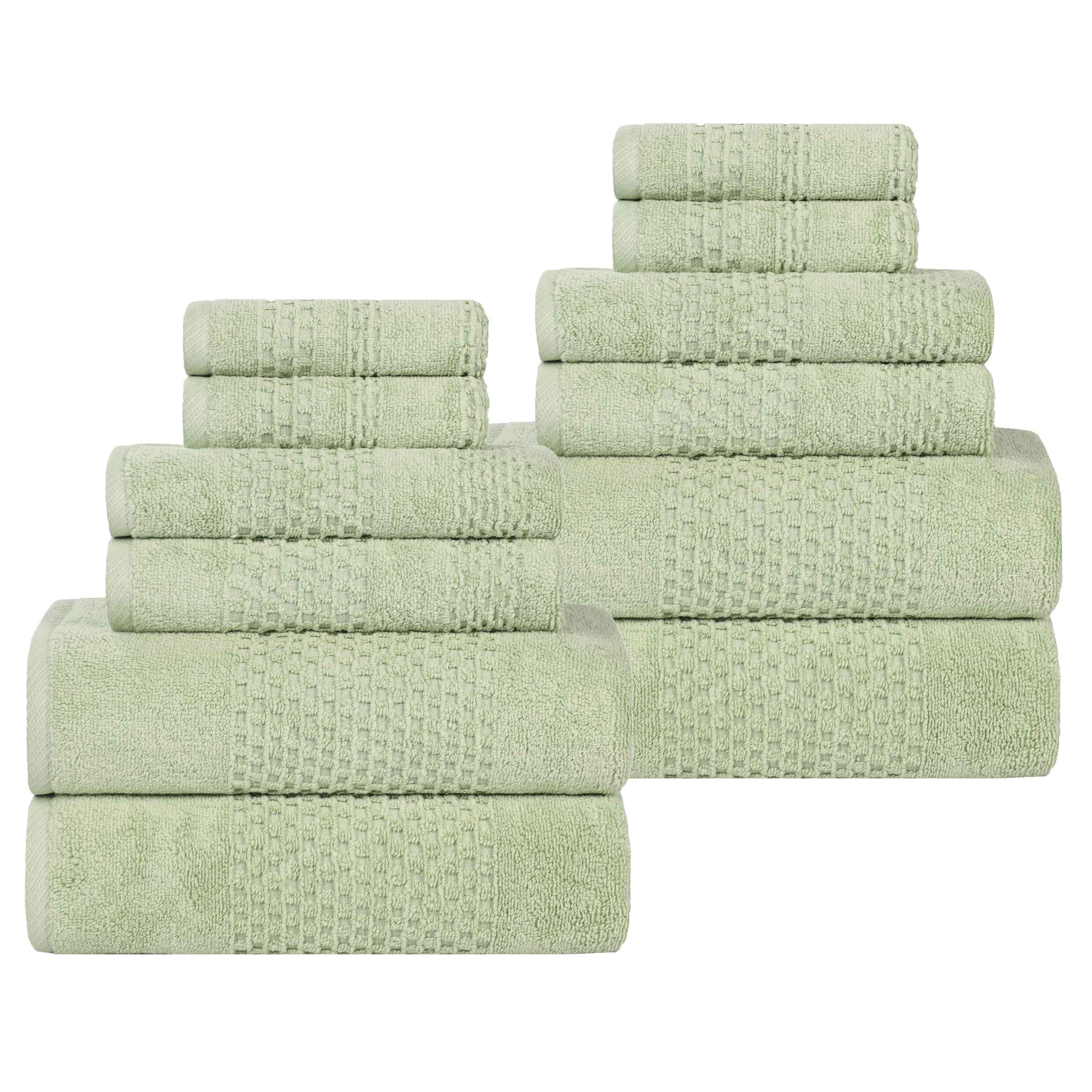 Playa Zero Twist Cotton Solid Waffle Textured 12 Piece Towel Set - Towel Set by Superior