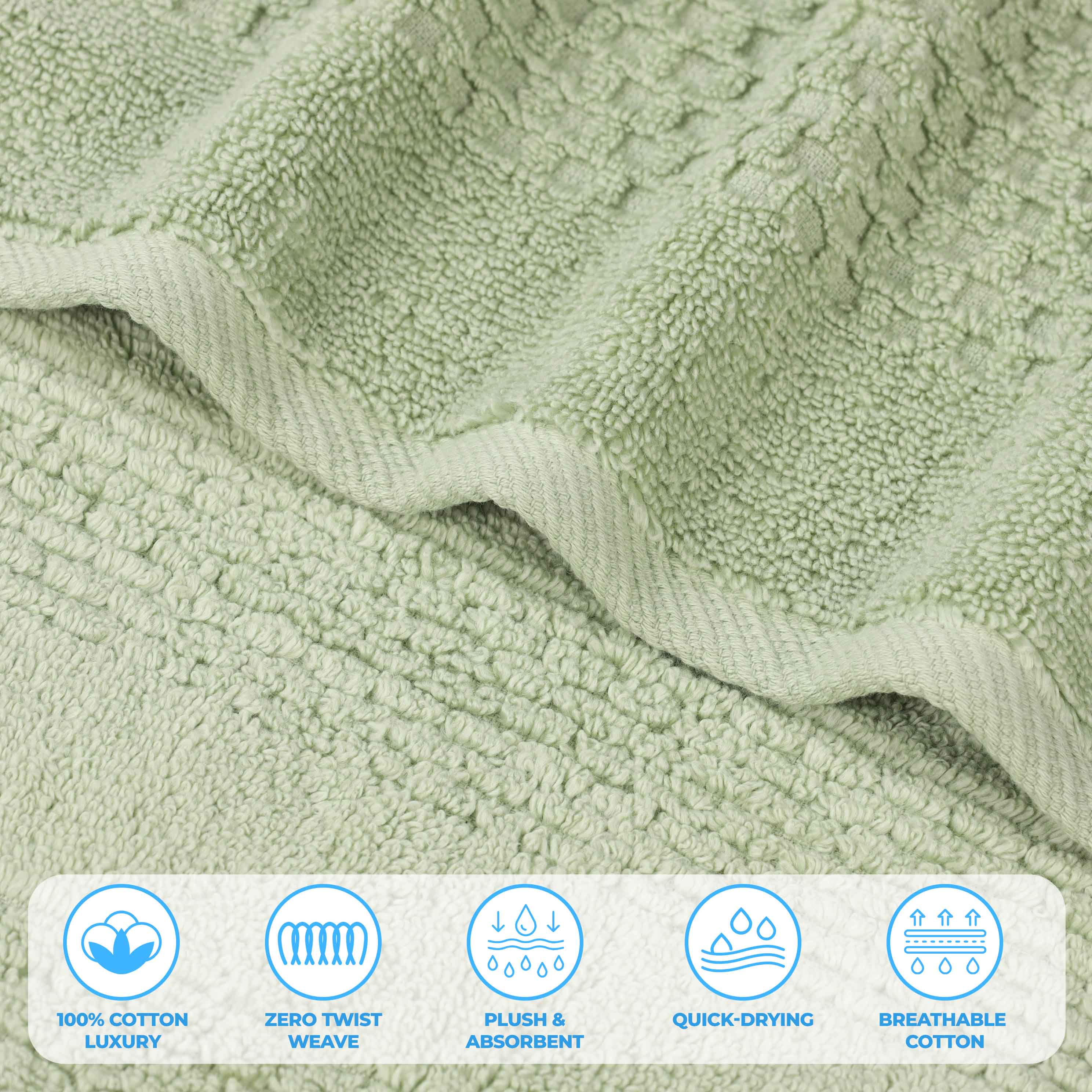 Playa Zero Twist Cotton Solid Waffle Textured 12 Piece Towel Set - Towel Set by Superior