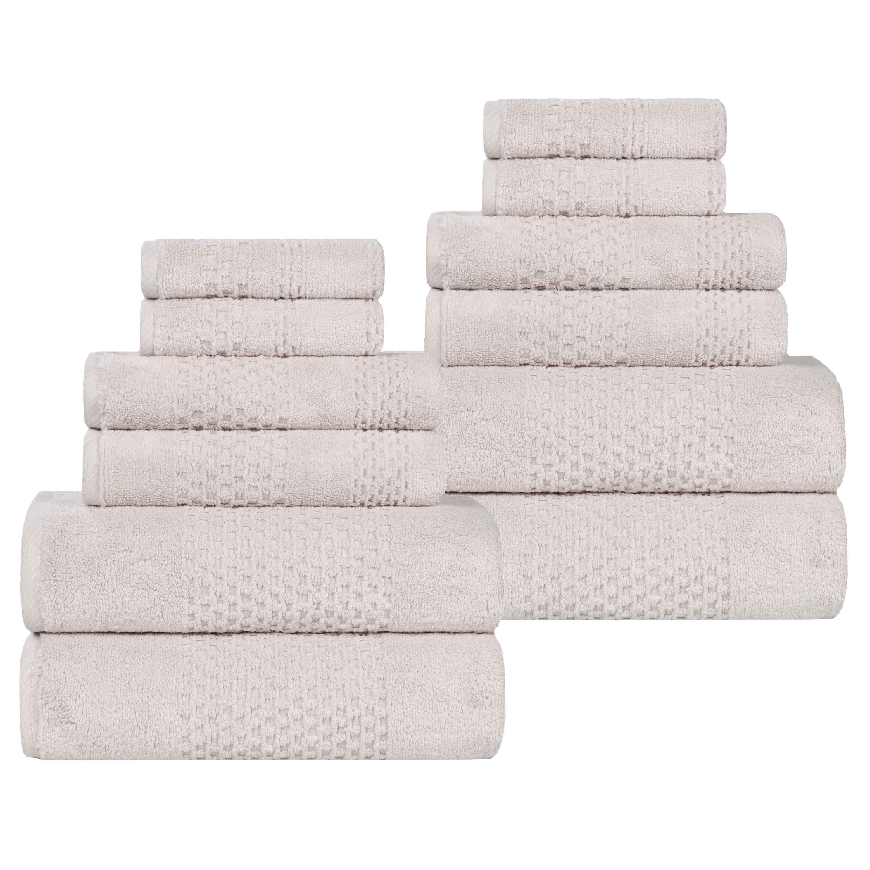 Playa Zero Twist Cotton Solid Waffle Textured 12 Piece Towel Set - Towel Set by Superior