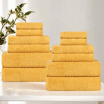 Playa Zero Twist Cotton Solid Waffle Textured 12 Piece Towel Set - Towel Set by Superior