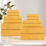 Playa Zero Twist Cotton Solid Waffle Textured 12 Piece Towel Set - Towel Set by Superior