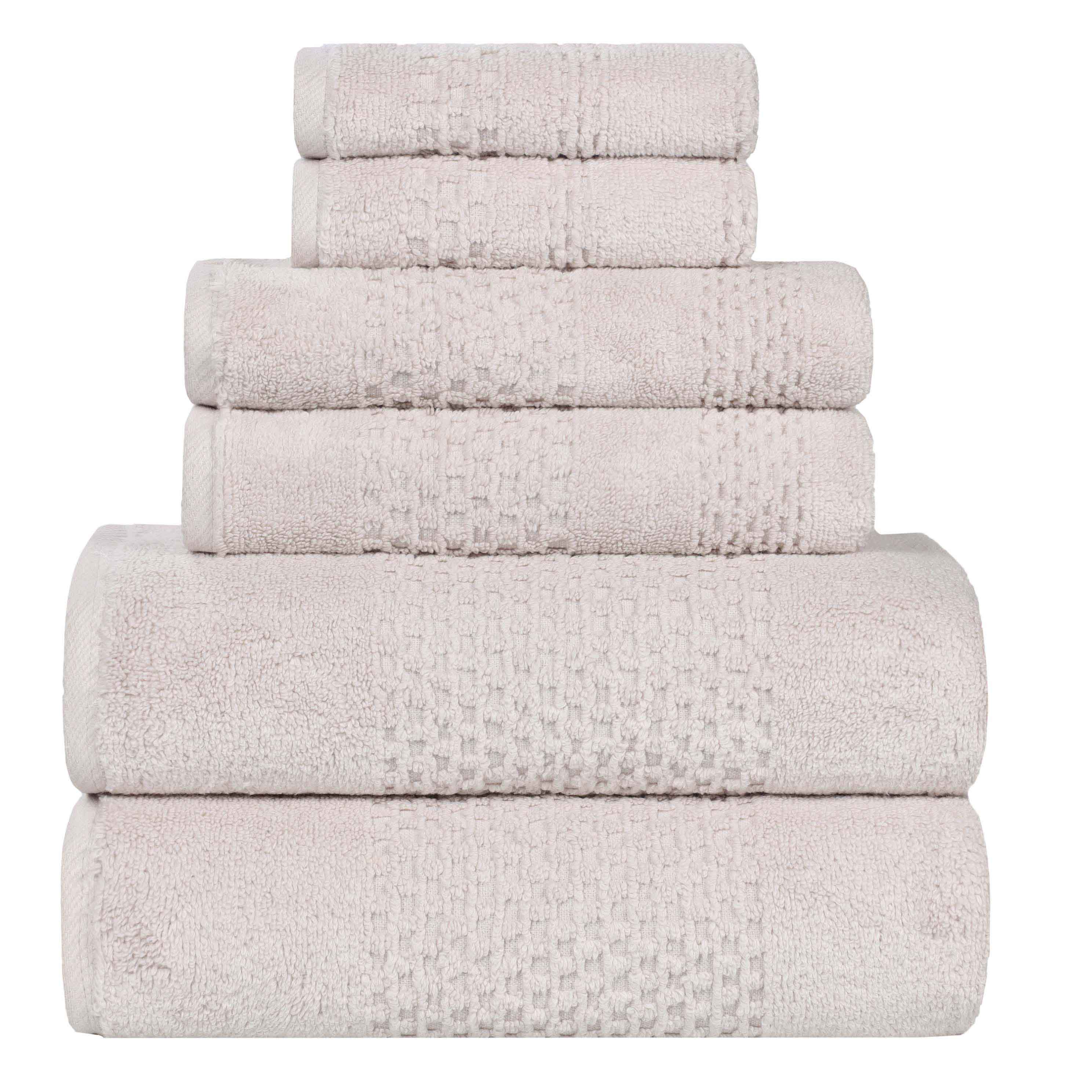 Playa Zero Twist Cotton Solid Waffle Textured 6 Piece Towel Set - Towel Set by Superior