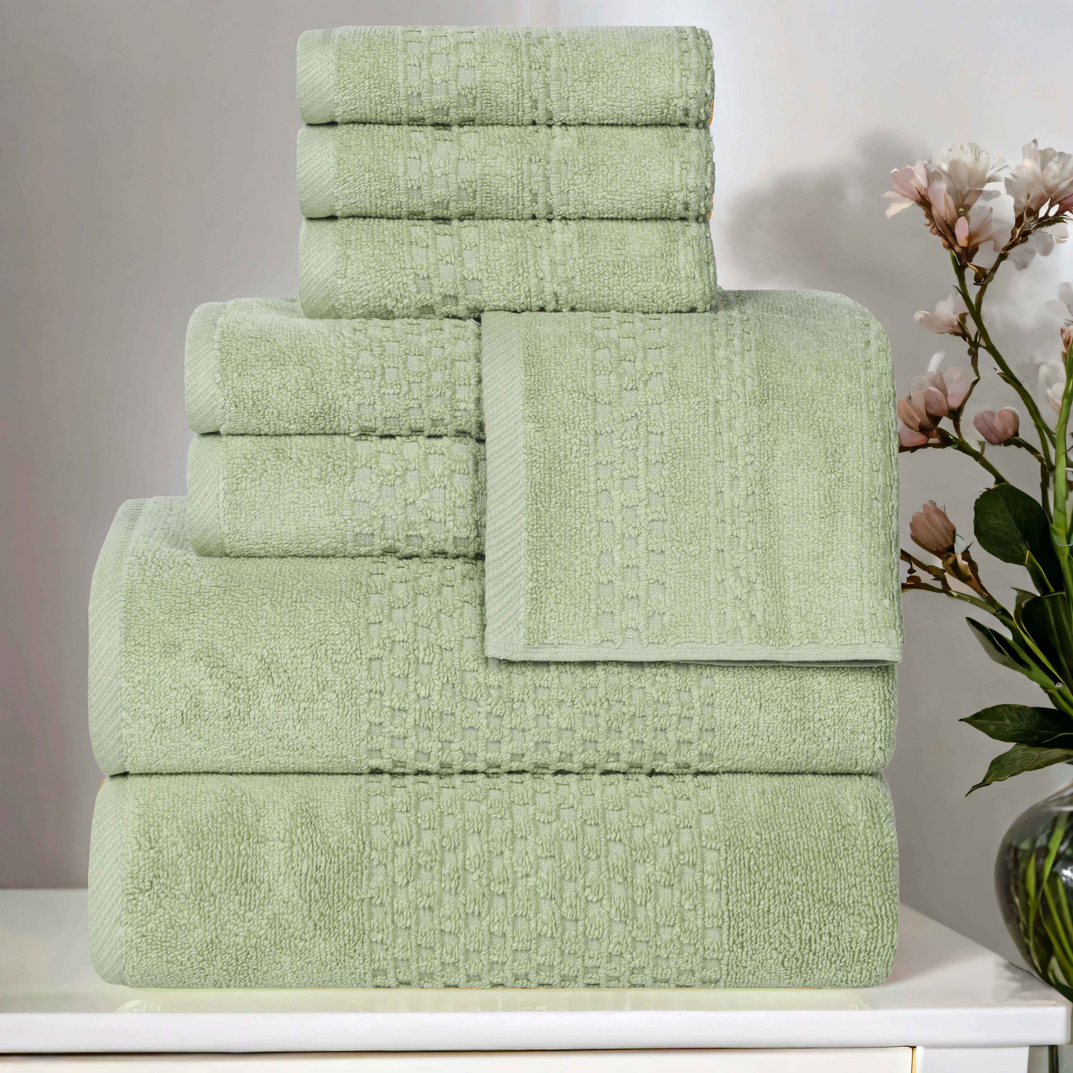 Playa Zero Twist Cotton Solid Waffle Textured 8 Piece Towel Set - Towel Set by Superior