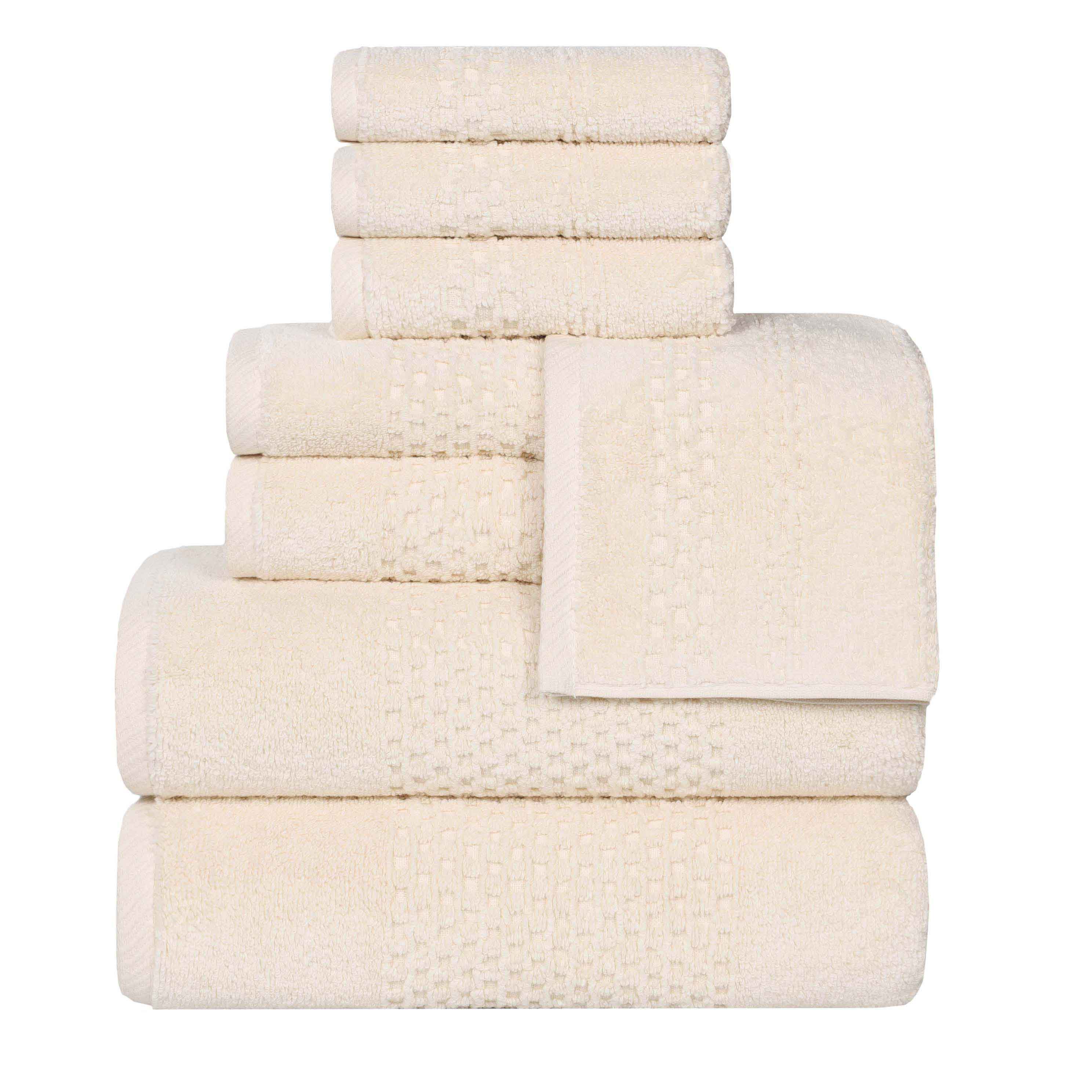 Playa Zero Twist Cotton Solid Waffle Textured 8 Piece Towel Set - Towel Set by Superior