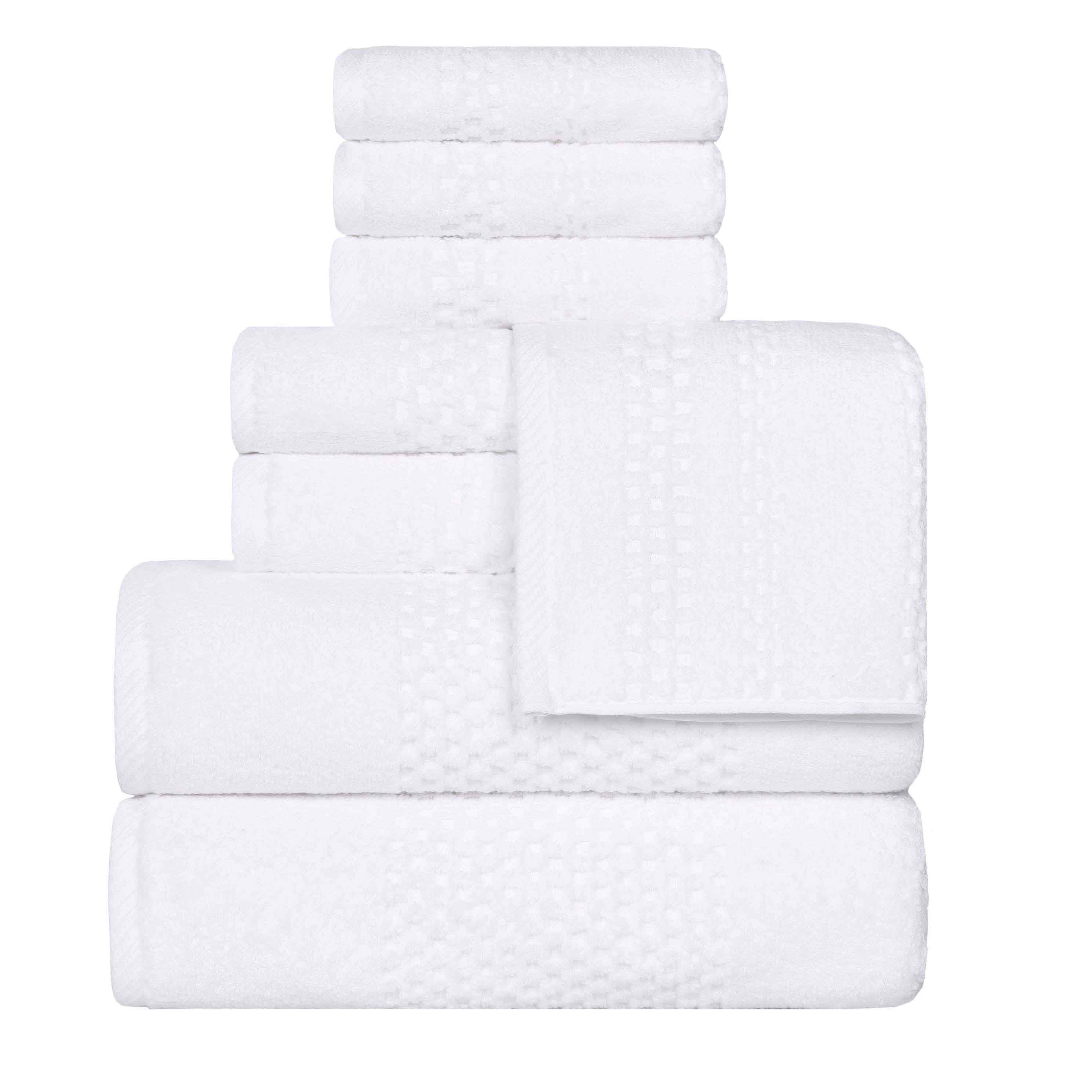 Playa Zero Twist Cotton Solid Waffle Textured 8 Piece Towel Set - Towel Set by Superior