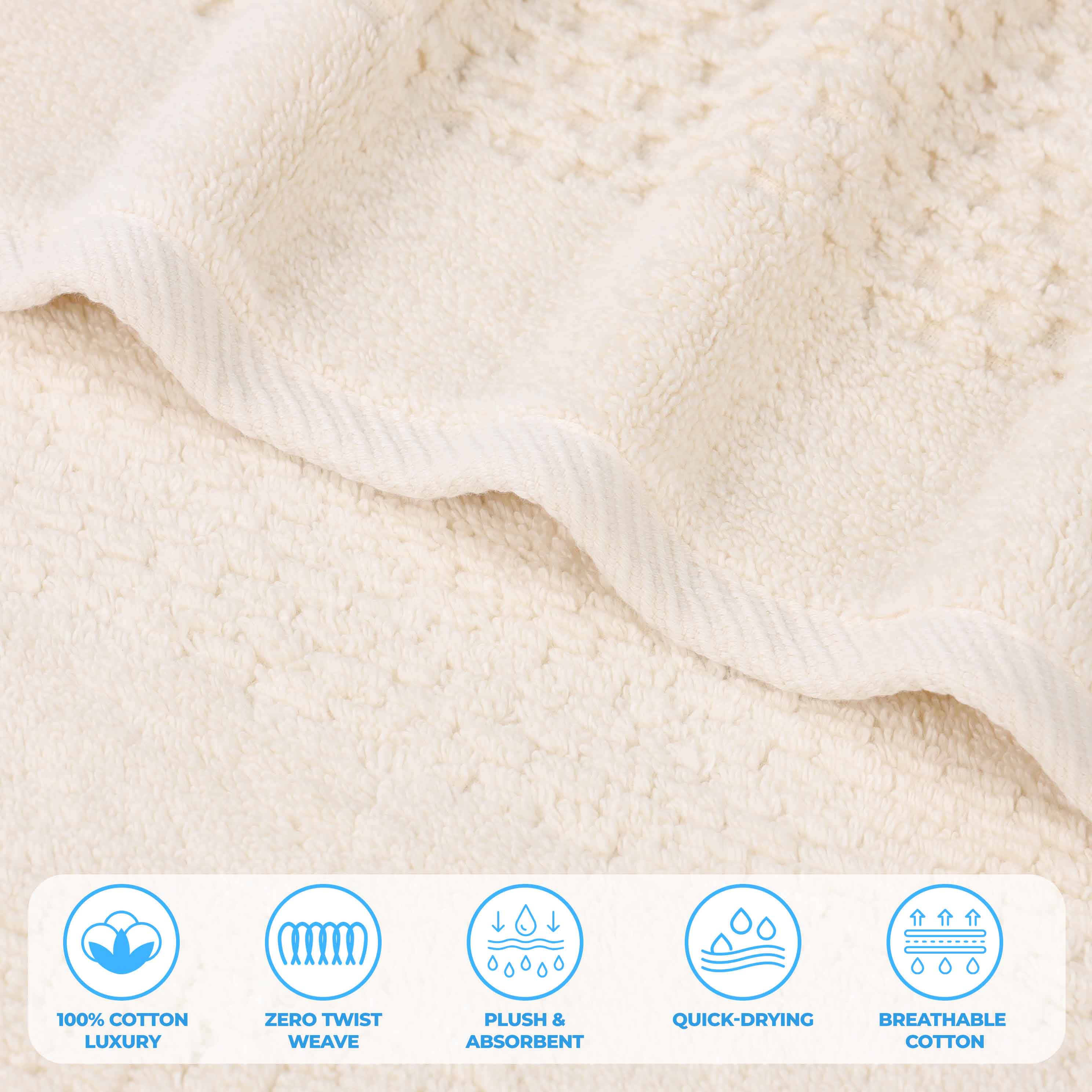 Playa Zero Twist Cotton Solid Waffle Textured 8 Piece Towel Set - Towel Set by Superior