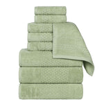 Playa Zero Twist Cotton Solid Waffle Textured 9 Piece Towel Set - Towel Set by Superior