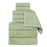 Playa Zero Twist Cotton Solid Waffle Textured 9 Piece Towel Set - Towel Set by Superior