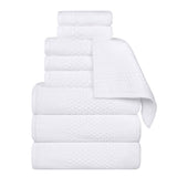 Playa Zero Twist Cotton Solid Waffle Textured 9 Piece Towel Set - Towel Set by Superior