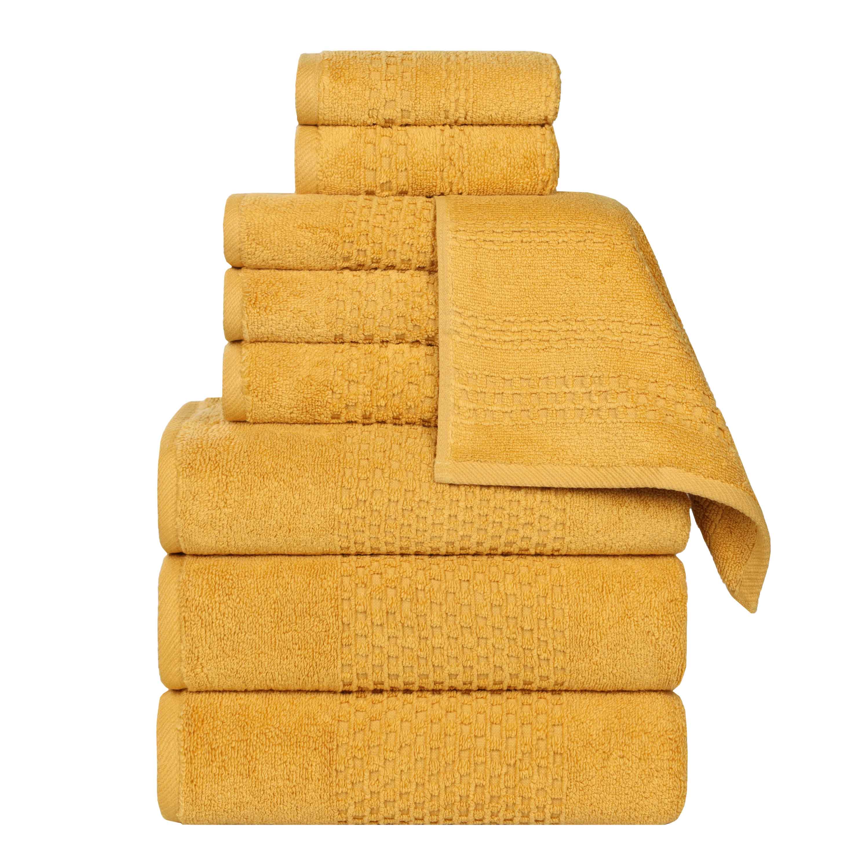 Playa Zero Twist Cotton Solid Waffle Textured 9 Piece Towel Set - Towel Set by Superior