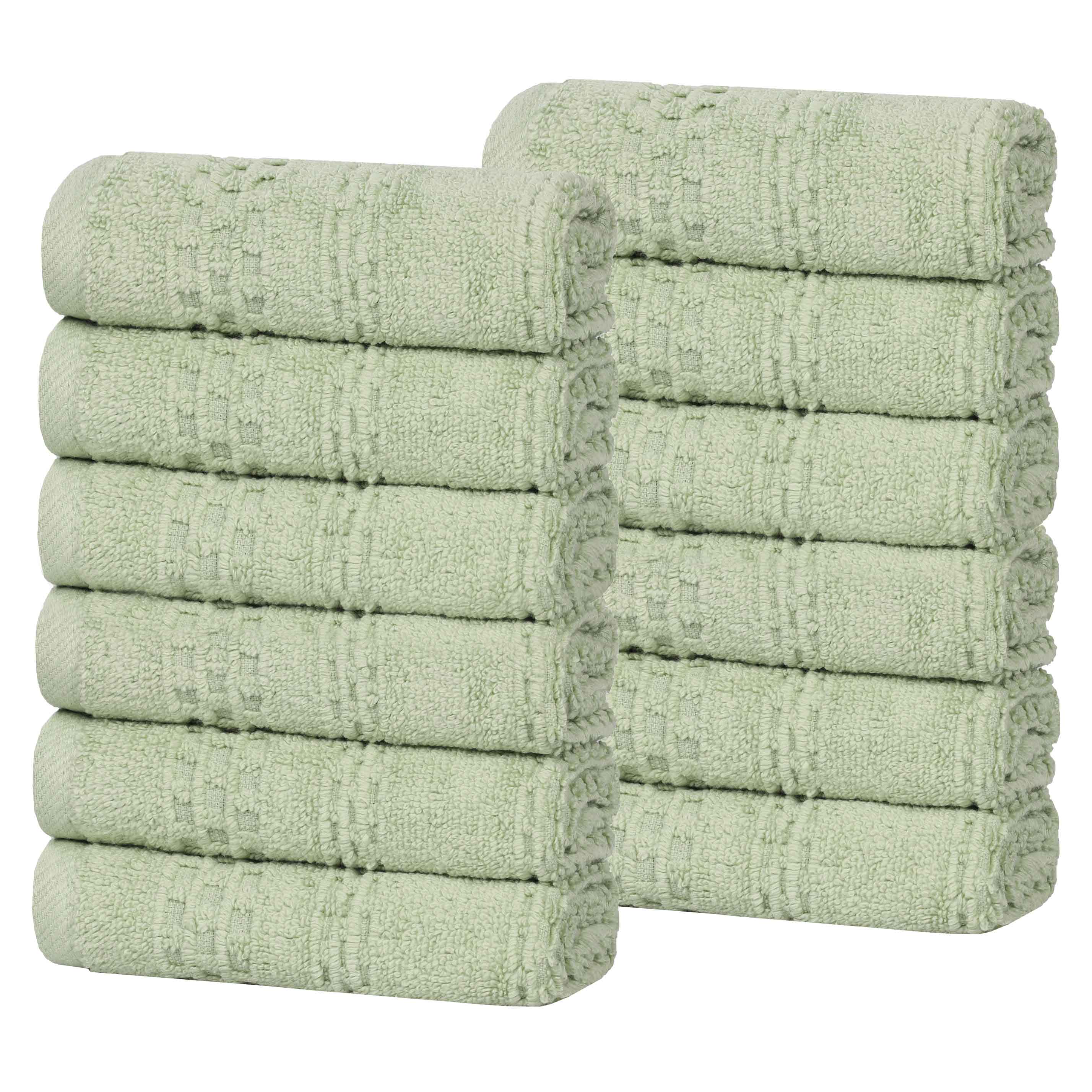 Playa Zero Twist Cotton Solid Waffle Textured Face Towels, Set of 12 - Face Towel by Superior