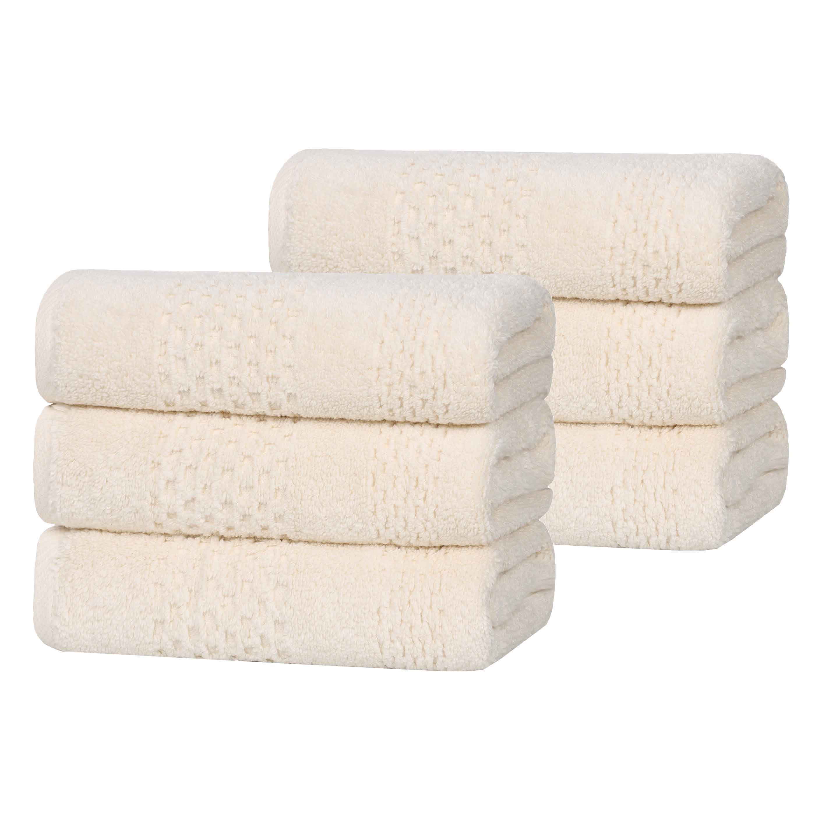 Playa Zero Twist Cotton Solid Waffle Textured Hand Towels, Set of 6 - Hand Towel by Superior