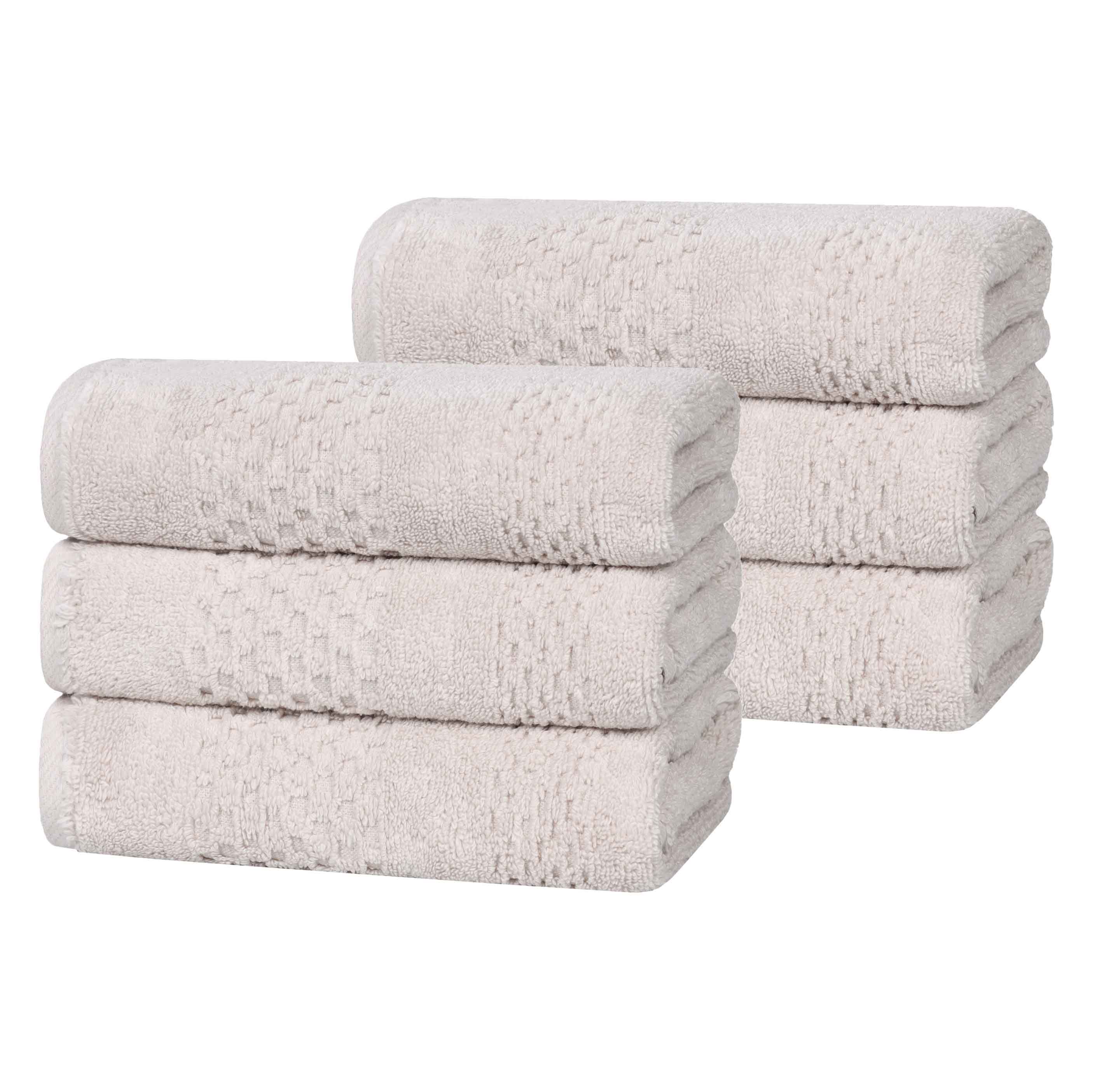 Playa Zero Twist Cotton Solid Waffle Textured Hand Towels, Set of 6 - Hand Towel by Superior