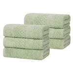 Playa Zero Twist Cotton Solid Waffle Textured Hand Towels, Set of 6 - Hand Towel by Superior