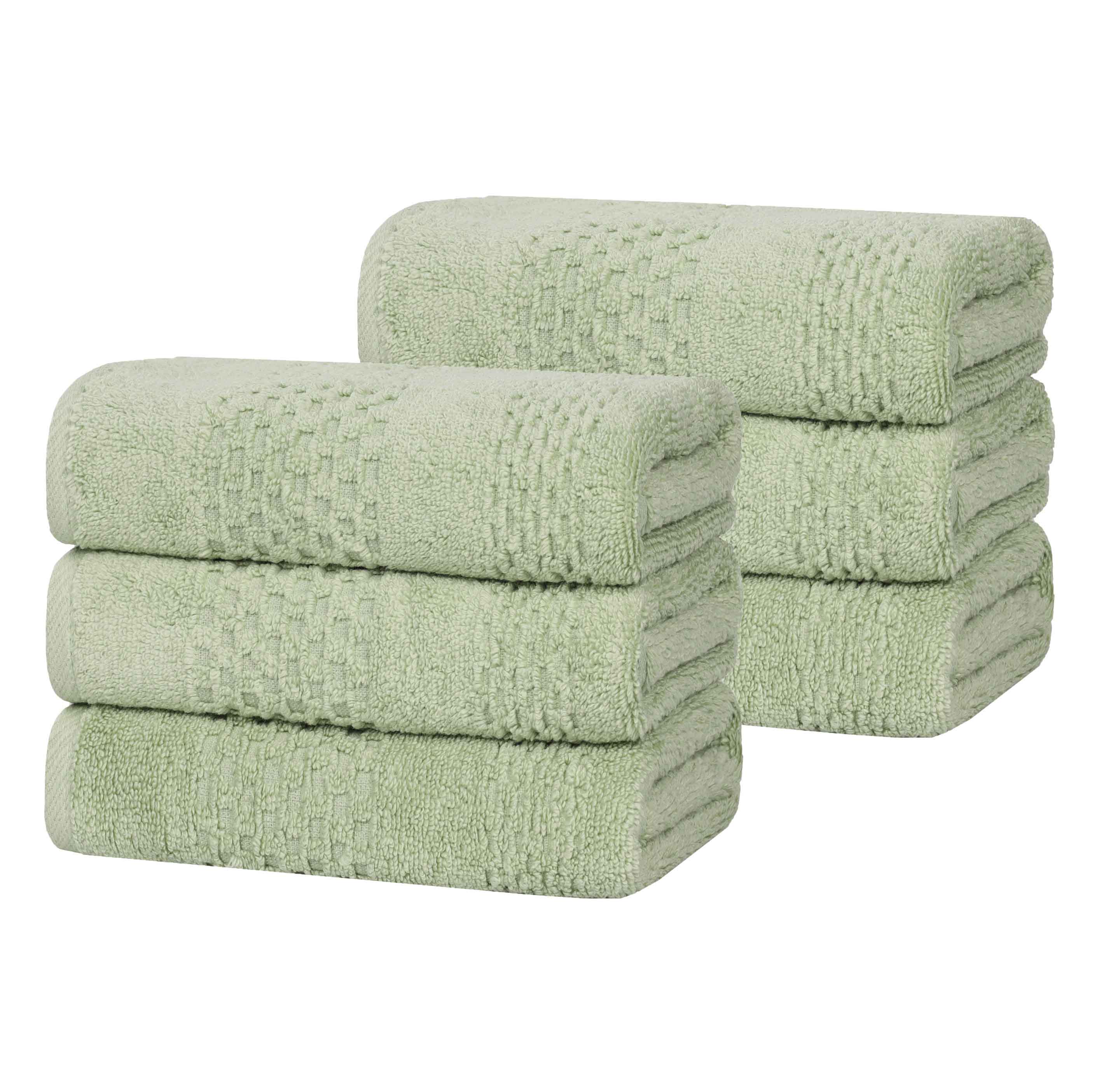 Playa Zero Twist Cotton Solid Waffle Textured Hand Towels, Set of 6 - Hand Towel by Superior