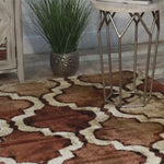 Viking Contemporary Geometric Trellis Indoor Area Rug or Runner - Brown