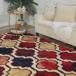 Viking Contemporary Geometric Trellis Indoor Area Rug or Runner - RedBlue