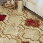 Viking Contemporary Geometric Trellis Indoor Area Rug or Runner - Beige