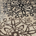 Leigh Traditional Floral Scroll Indoor Area Rug or Runner Rug Or Door Mat - Beige