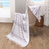 Racer Stripe Fouta 2 Piece Beach Towel Set with Tassels - Beach Towel by Superior