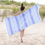 Racer Stripe Fouta 2 Piece Beach Towel Set with Tassels - Beach Towel by Superior