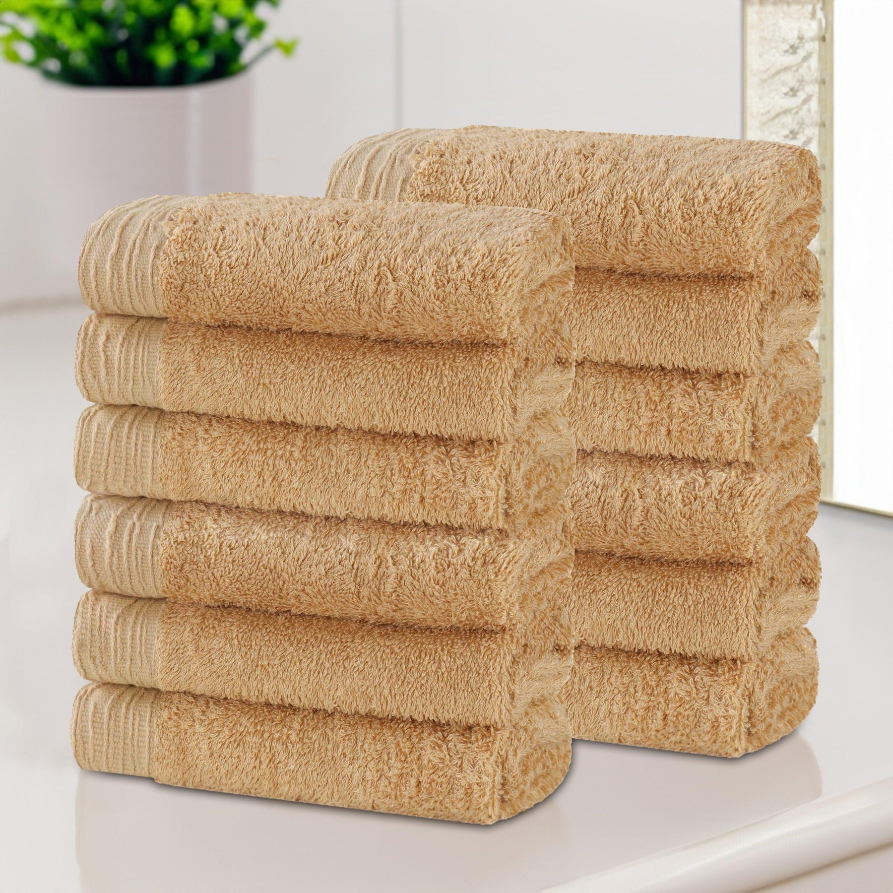 Rayon from Bamboo Eco-Friendly Solid Face Towel Washcloth Set of 12 - Face Towel by Superior