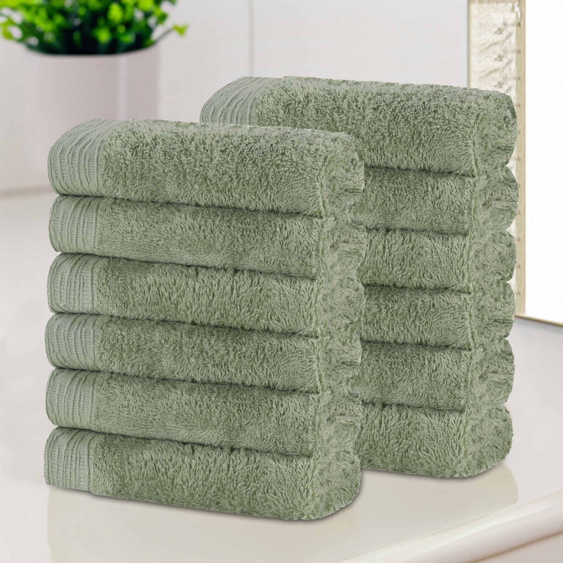 Rayon from Bamboo Eco-Friendly Solid Face Towel Washcloth Set of 12 - Face Towel by Superior