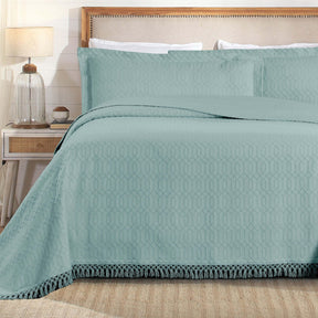 Remi Cotton Blend Jacquard Geometric Fringe Bedspread Set - Bedspread by Superior