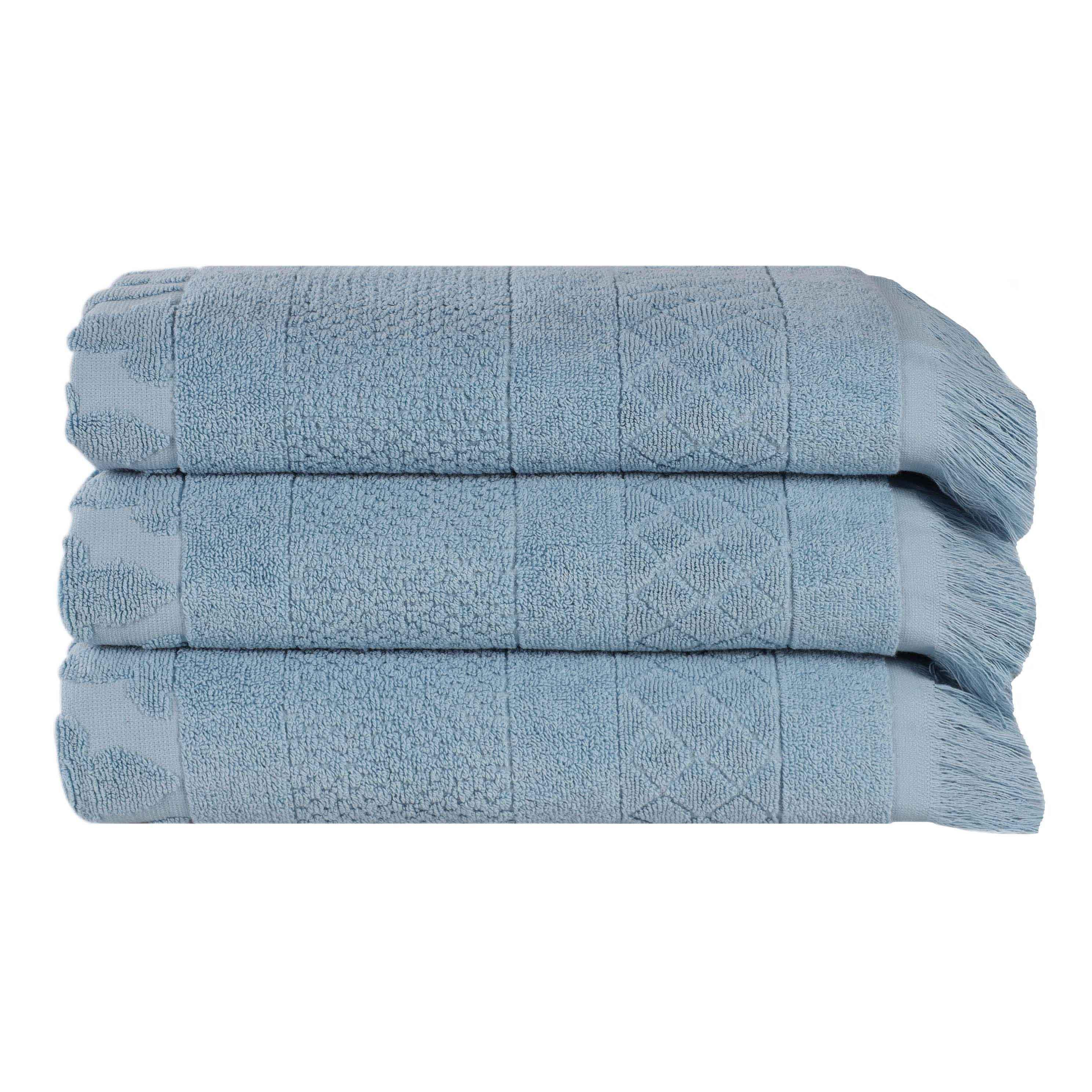 Rolla Cotton Geometric Jacquard Plush Absorbent Bath Towel Set of 3 - Bath Towel by Superior