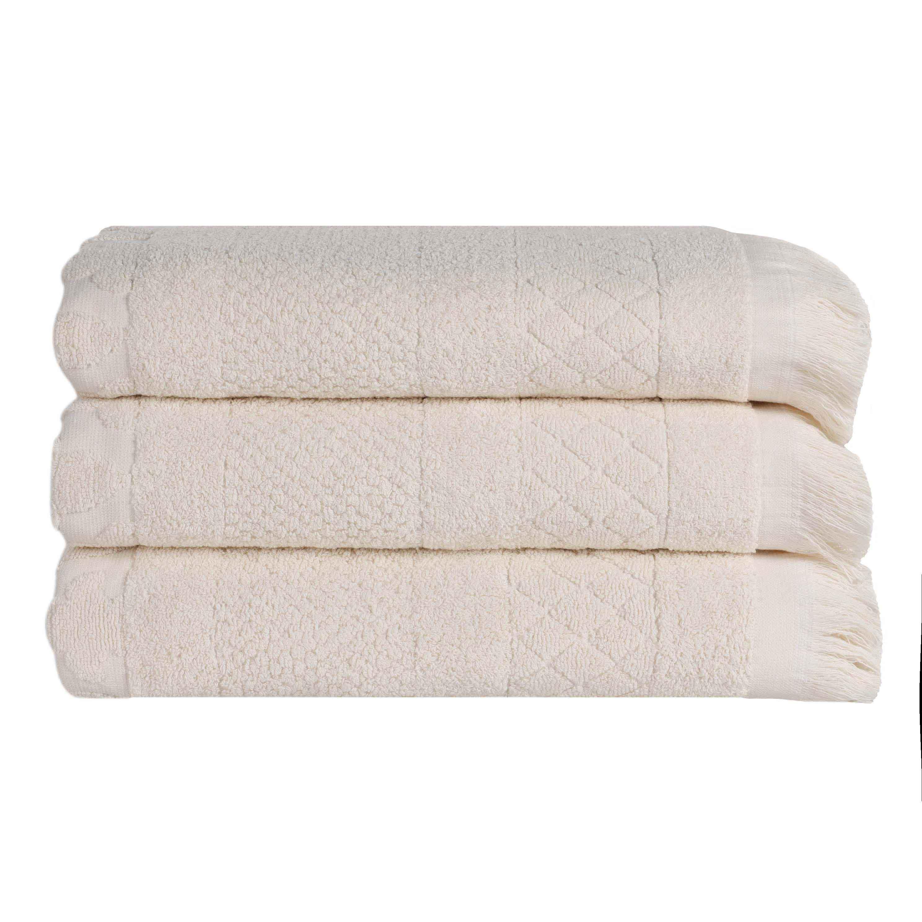 Rolla Cotton Geometric Jacquard Plush Absorbent Bath Towel Set of 3 - Bath Towel by Superior