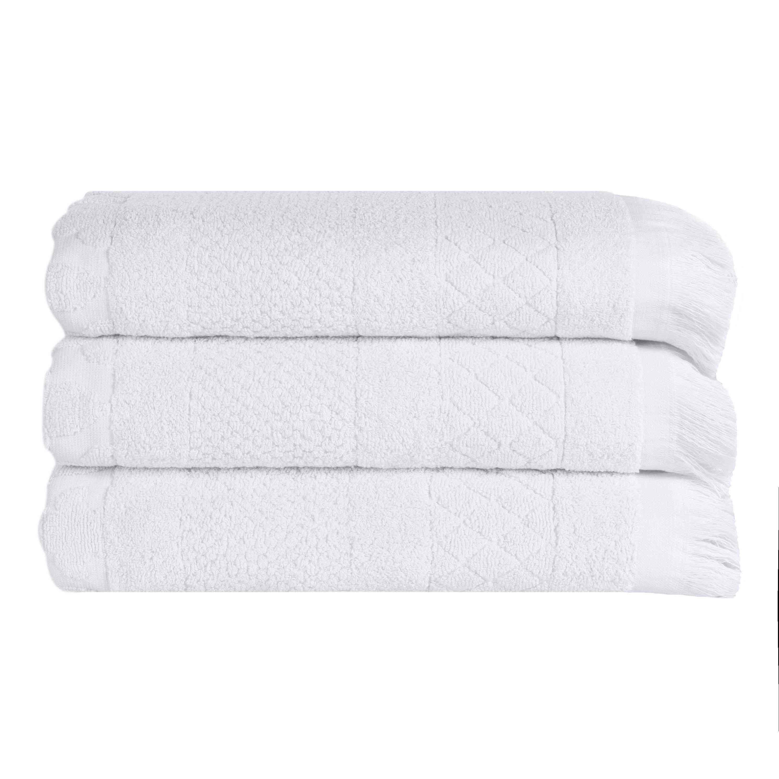 Rolla Cotton Geometric Jacquard Plush Absorbent Bath Towel Set of 3 - Bath Towel by Superior