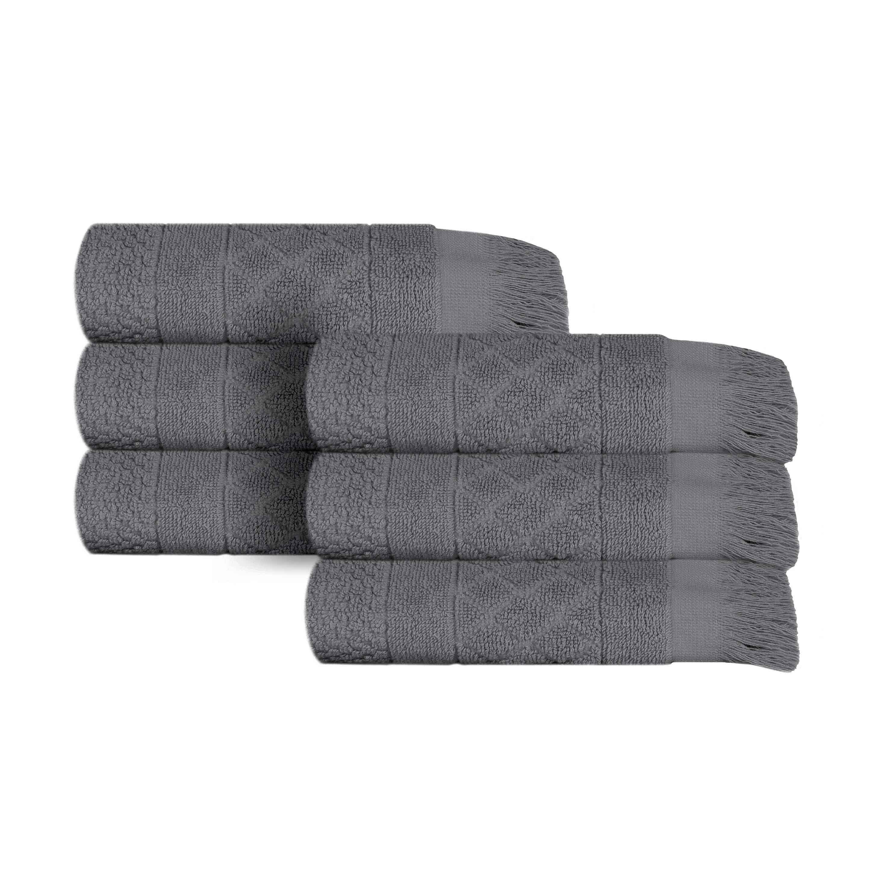 Rolla Cotton Geometric Jacquard Plush Absorbent Hand Towel Set of 6 - Hand Towel by Superior