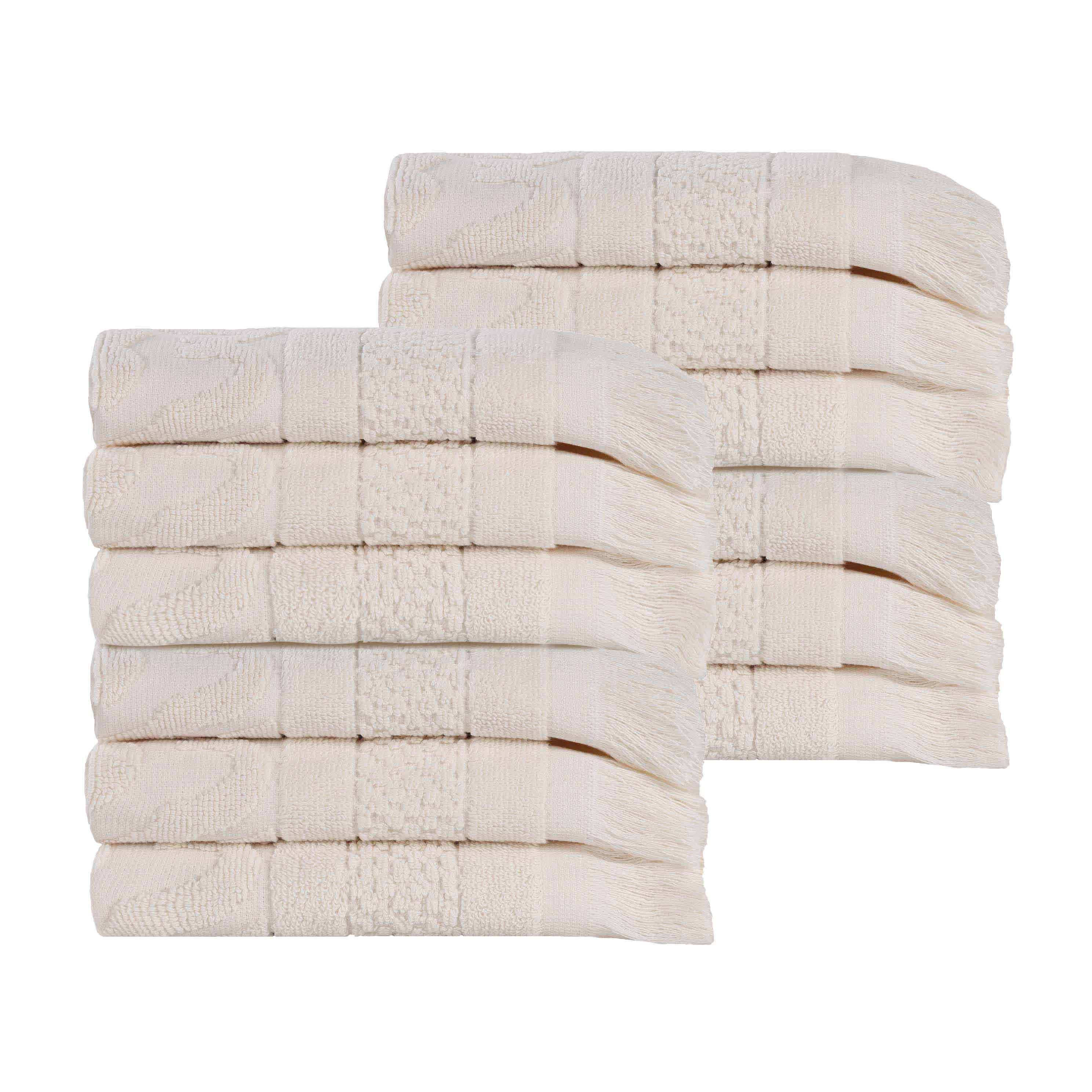 Rolla Cotton Geometric Jacquard Plush Face Towel Washcloth Set of 12 - Face Towel by Superior