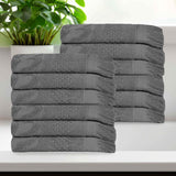 Rolla Cotton Geometric Jacquard Plush Face Towel Washcloth Set of 12 - Face Towel by Superior