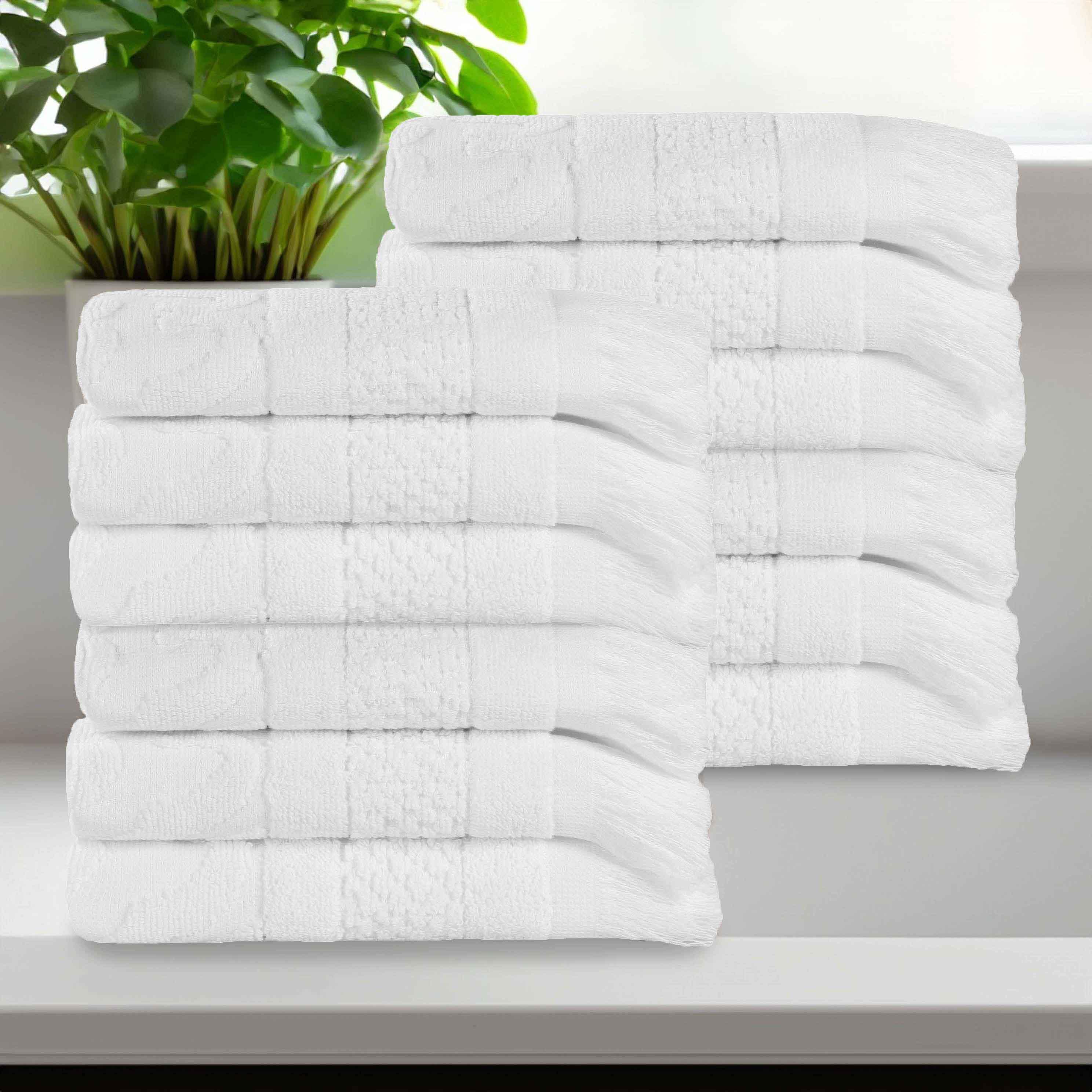 Rolla Cotton Geometric Jacquard Plush Face Towel Washcloth Set of 12 - Face Towel by Superior