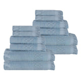 Rolla Cotton Geometric Jacquard Plush Soft Absorbent 12 Piece Towel Set - Towel Set by Superior