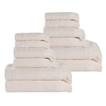 Rolla Cotton Geometric Jacquard Plush Soft Absorbent 12 Piece Towel Set - Towel Set by Superior