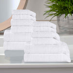 Rolla Cotton Geometric Jacquard Plush Soft Absorbent 12 Piece Towel Set - Towel Set by Superior