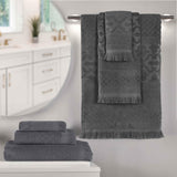 Rolla Cotton Geometric Jacquard Plush Soft Absorbent 6 Piece Towel Set - Towel Set by Superior