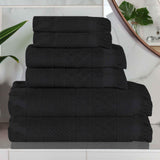 Rolla Cotton Geometric Jacquard Plush Soft Absorbent 6 Piece Towel Set - Towel Set by Superior