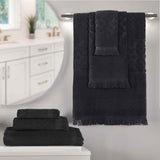 Rolla Cotton Geometric Jacquard Plush Soft Absorbent 6 Piece Towel Set - Towel Set by Superior