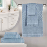 Rolla Cotton Geometric Jacquard Plush Soft Absorbent 6 Piece Towel Set - Towel Set by Superior