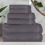 Rolla Cotton Geometric Jacquard Plush Soft Absorbent 6 Piece Towel Set - Towel Set by Superior