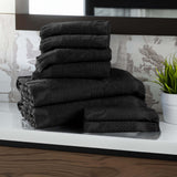 Rolla Cotton Geometric Jacquard Plush Soft Absorbent 8 Piece Towel Set - Towel Set by Superior