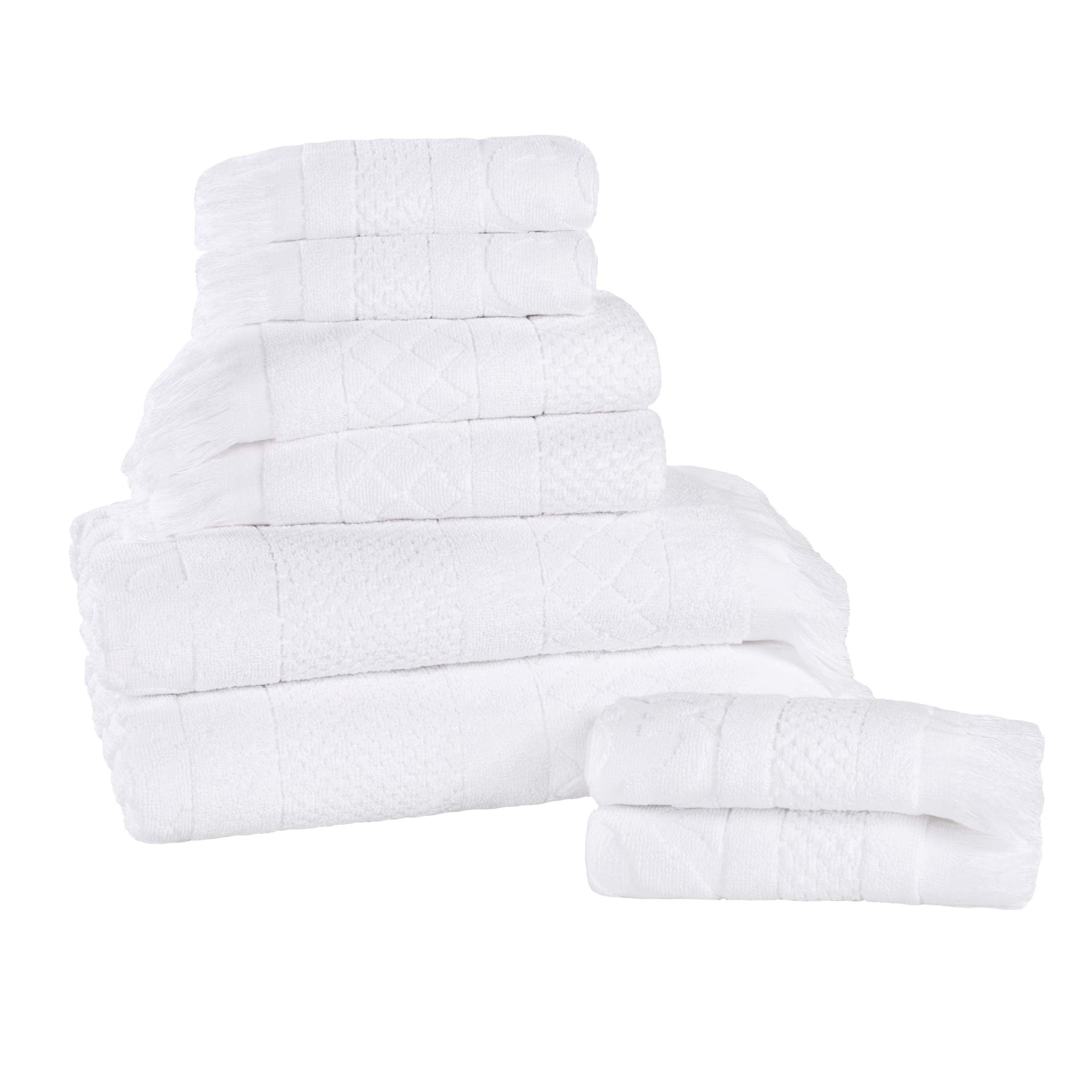 Rolla Cotton Geometric Jacquard Plush Soft Absorbent 8 Piece Towel Set - Towel Set by Superior