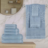 Rolla Cotton Geometric Jacquard Plush Soft Absorbent 9 Piece Towel Set - Towel Set by Superior