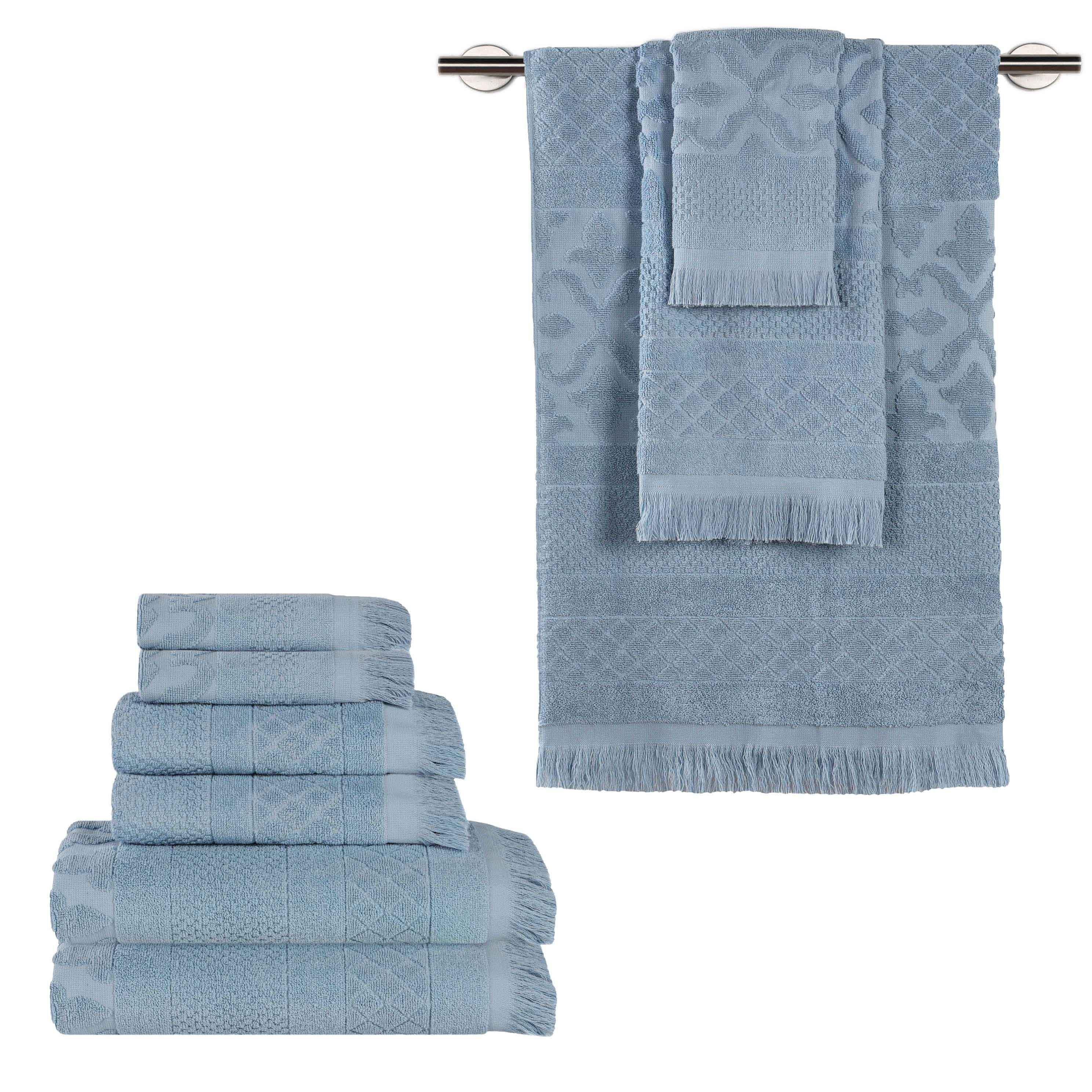 Rolla Cotton Geometric Jacquard Plush Soft Absorbent 9 Piece Towel Set - Towel Set by Superior